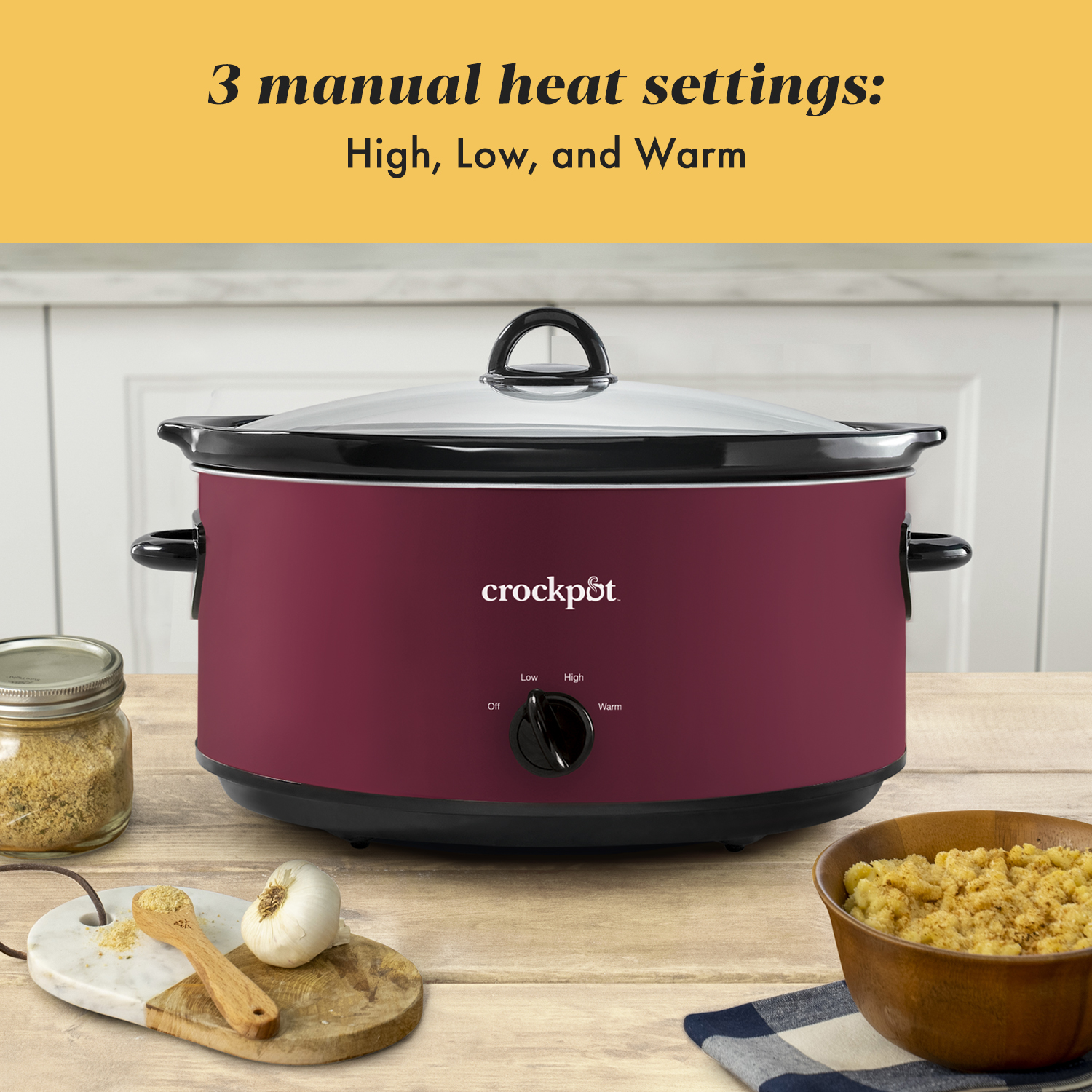 Crock-Pot® Manual 8-Quart Slow Cooker, Rhubarb - Image 4