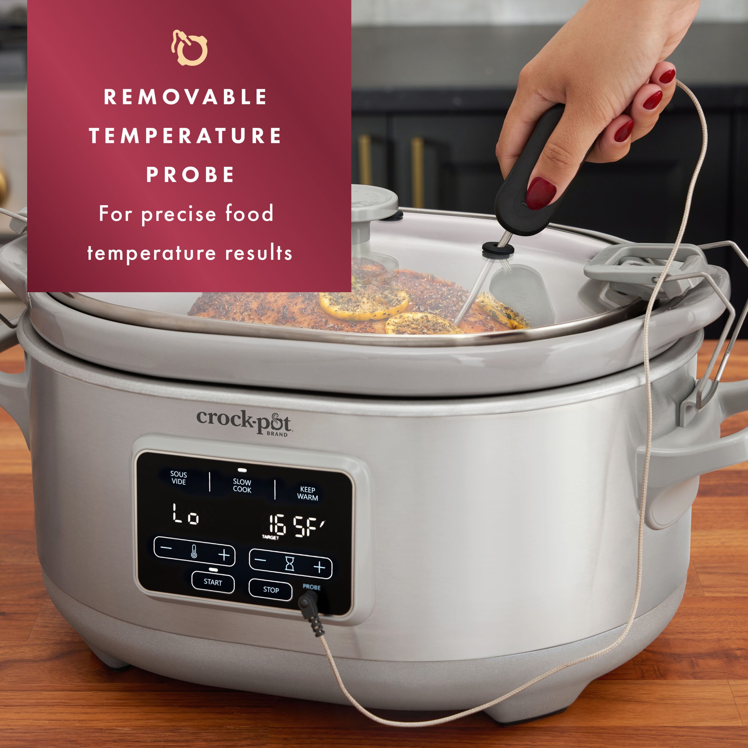 Crock-Pot® Programmable 7-Quart Cook & Carry Slow Cooker with Sous Vide, Stainless Steel - Image 3