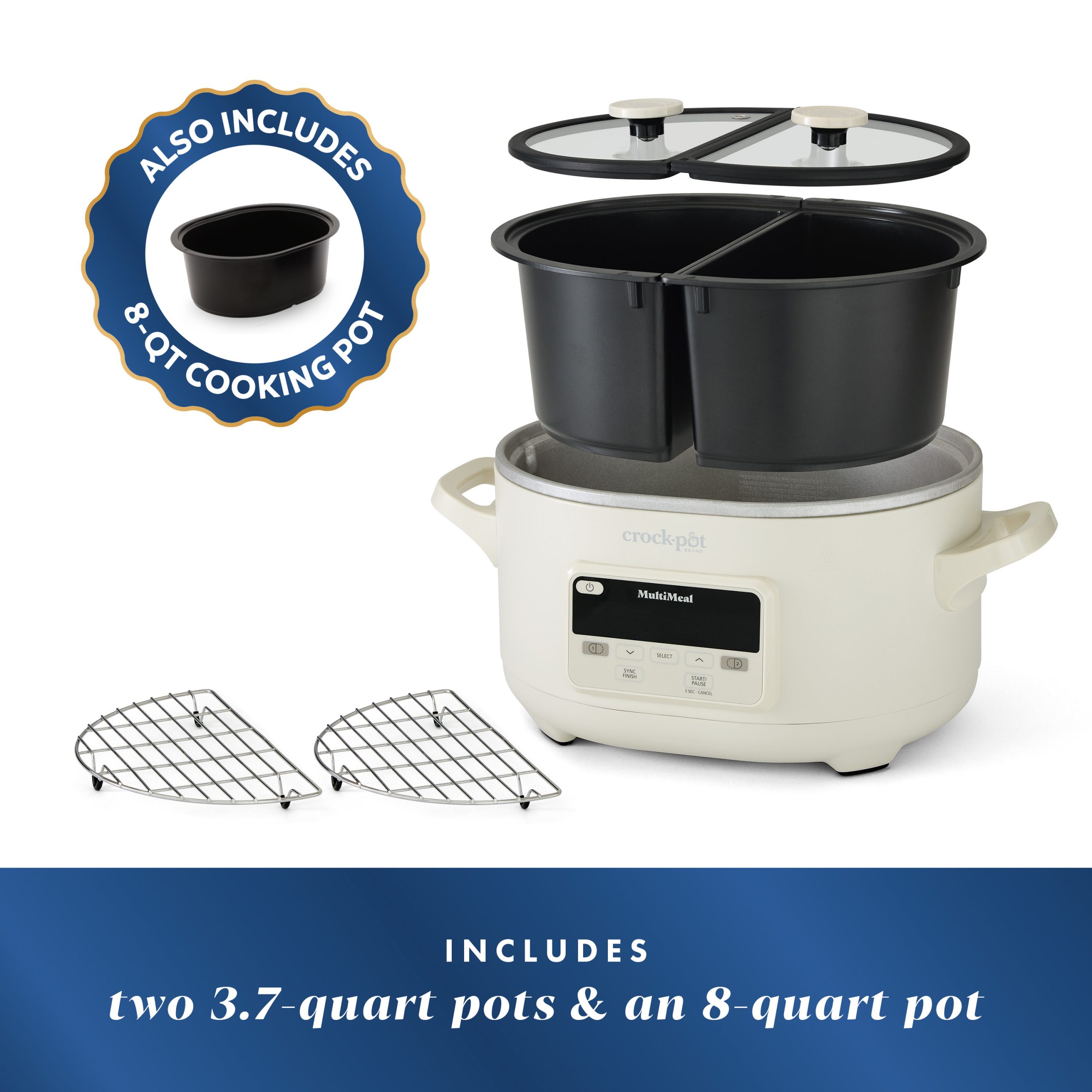 Crock-Pot® MultiMeal Multicooker and Programmable Slow Cooker, With Extra 8-Qt. Cooking Pot, Oat Milk - Image 6