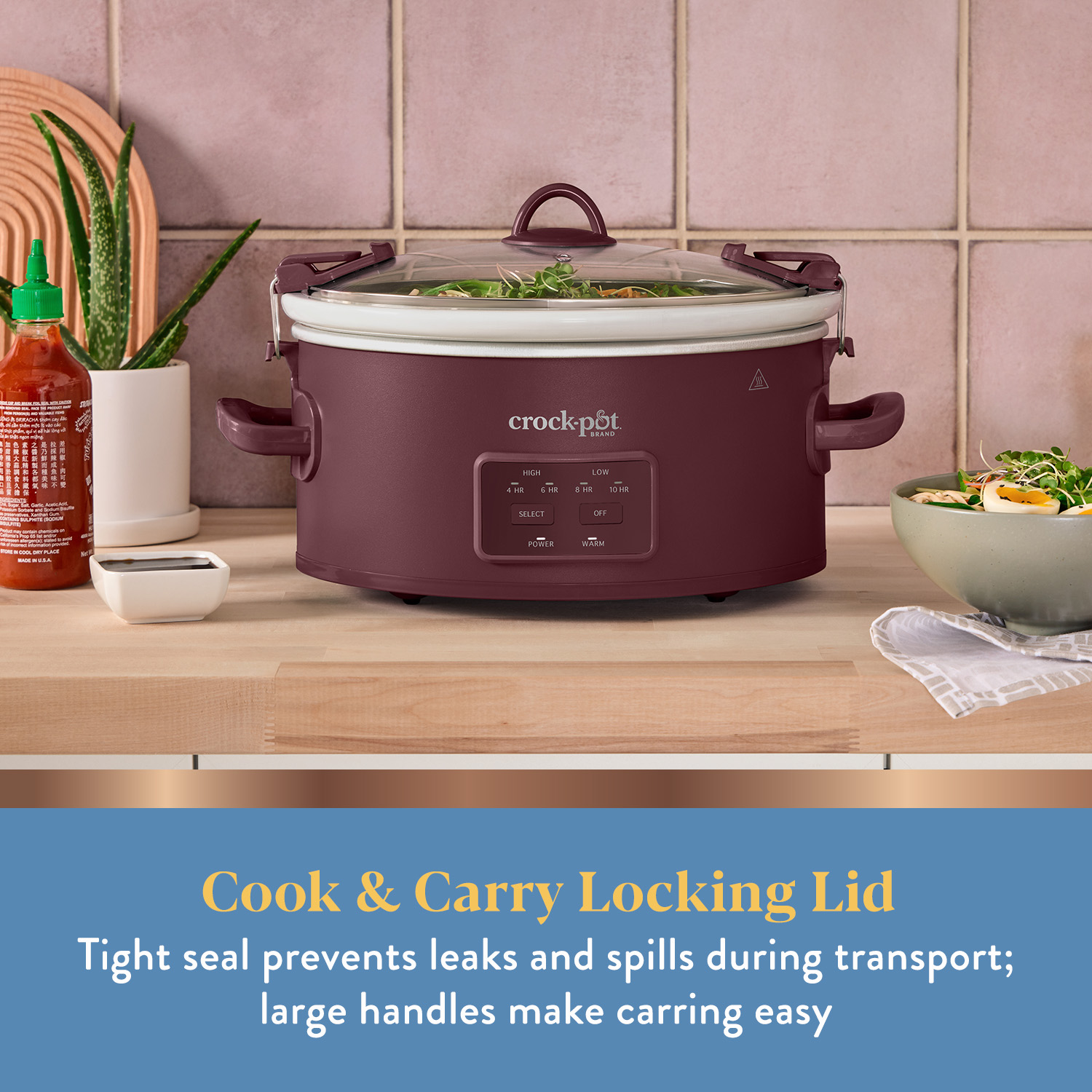 Crock-Pot® 6 Qt. Cook & Carry Programmable Slow Cooker, Lambrusco - Image 2
