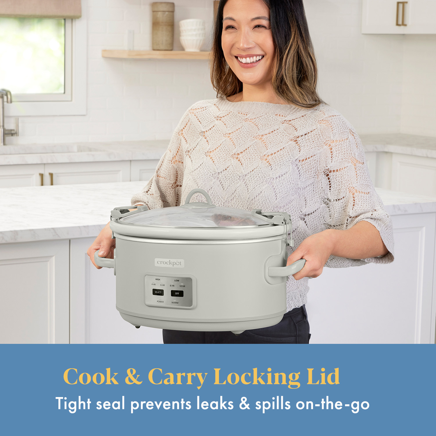 Crock-Pot® 7 Qt. Cook & Carry Programmable Slow Cooker with Carry Bag, Oat Milk Cream - Image 3