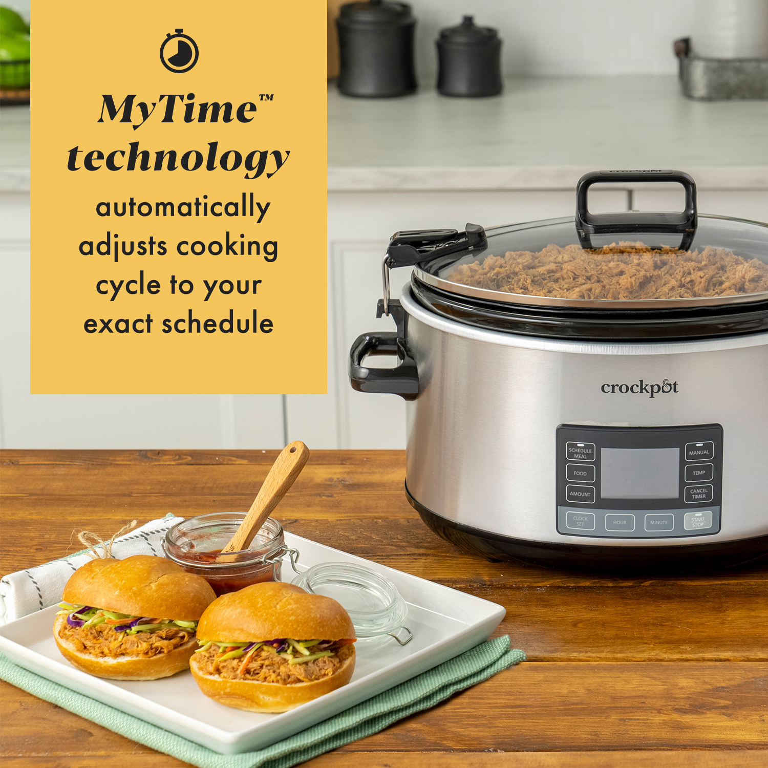 Crock-Pot® Programmable 7-Quart MyTime® Cook & Carry®Slow Cooker, Stainless Steel - Image 2