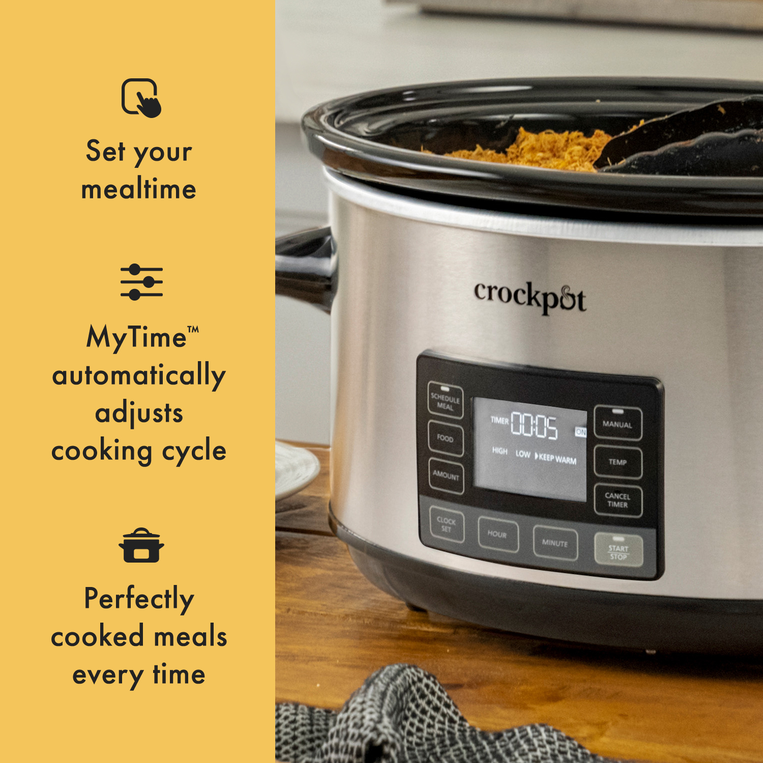 Crock-Pot® Programmable 7-Quart MyTime® Cook & Carry®Slow Cooker, Stainless Steel - Image 5