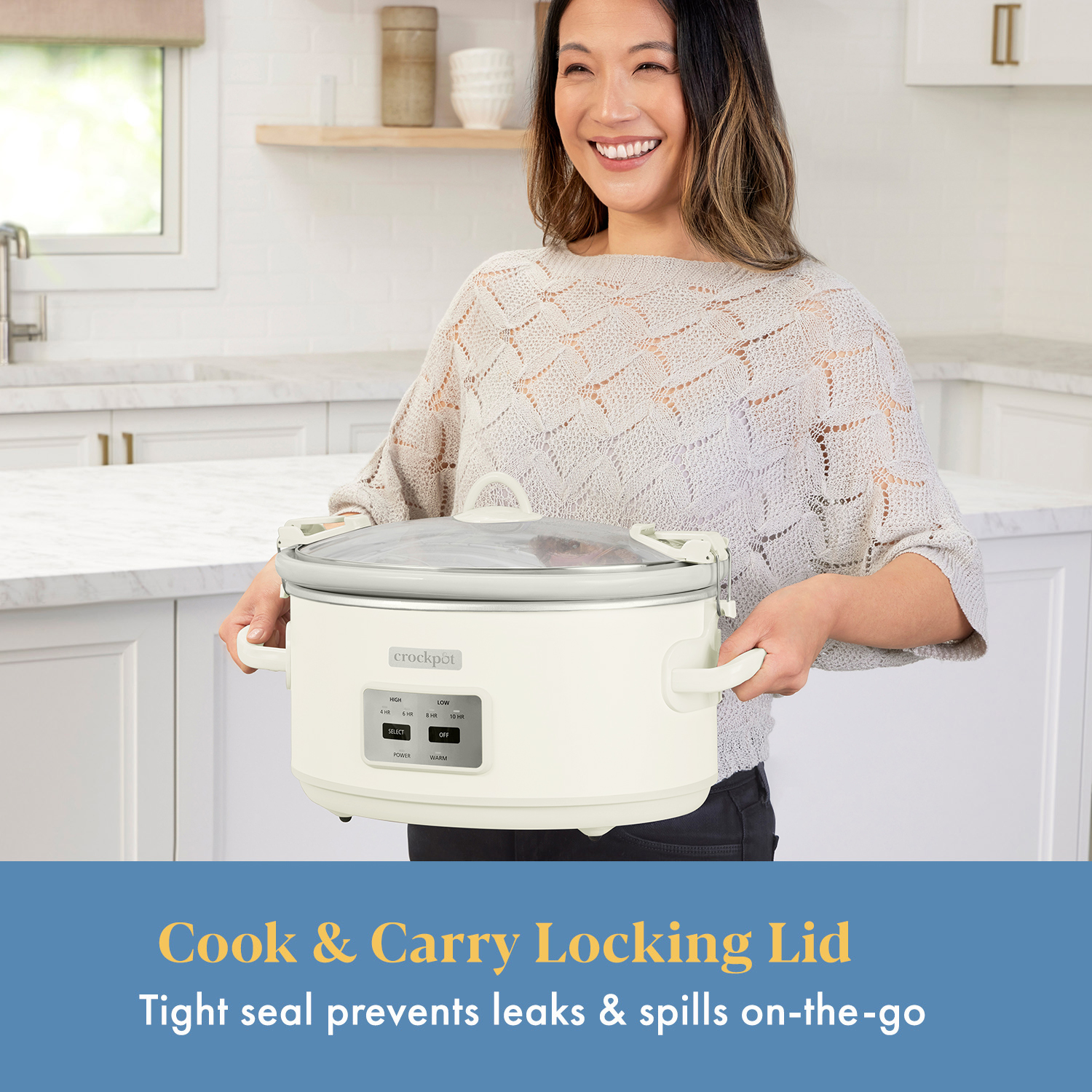 Crock-Pot® 7 Qt. Cook & Carry Programmable Slow Cooker with Carry Bag, Oat Milk Cream - Image 4