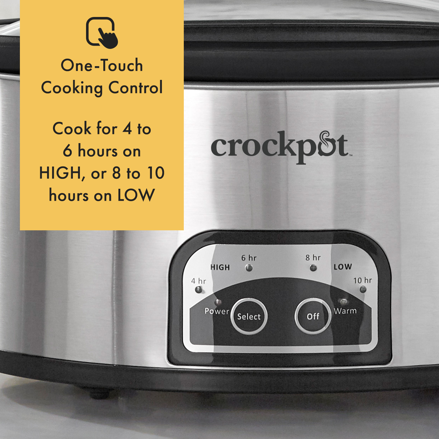Crock-Pot® One Touch Control 6-Quart Easy-to-Clean Slow Cooker, Stainless Steel - Image 4